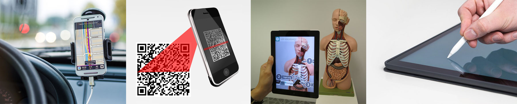 Smartphones and tablets demonstrating various sensor technology